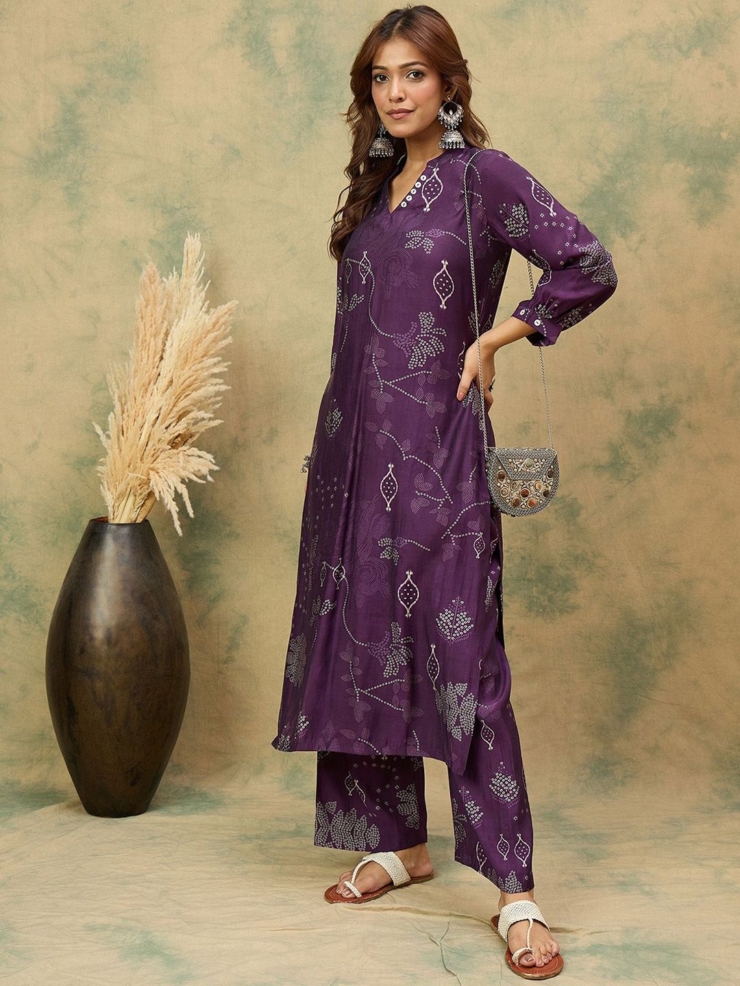 Dhiyona VA Women's Bandhani Printed Kurta with Trousers