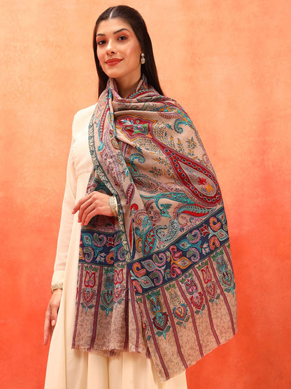 Dhiyona PA Ethnic Motifs Embroidered Shawl