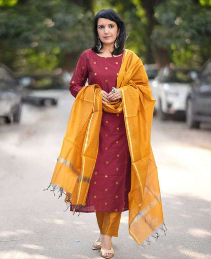Dhiyona KL Women Printed Regular Kurta with Trousers & With Dupatta