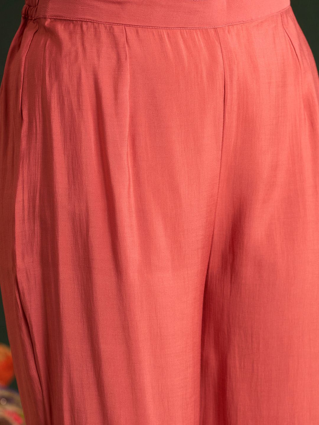 Dhiyona IE Orange Floral Embroidered Notch Neck Straight Kurta with Trousers & Dupatta