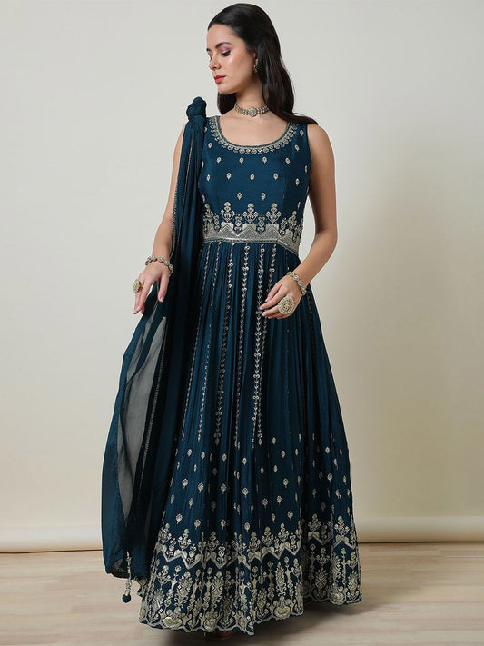 Dhiyona SO Women's Embellished Anarkali Kurta with Churidar & Dupatta