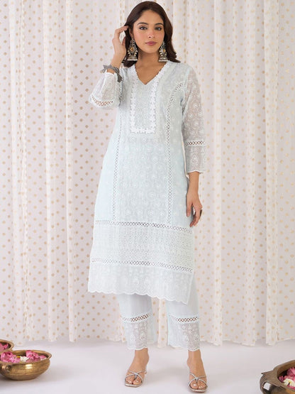 Women Ethnic Motifs Cotton Kurta with Trousers & Dupatta