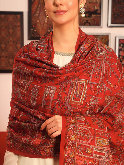 Dhiyona PA Embroidered Arwina Pure Wool Shawl