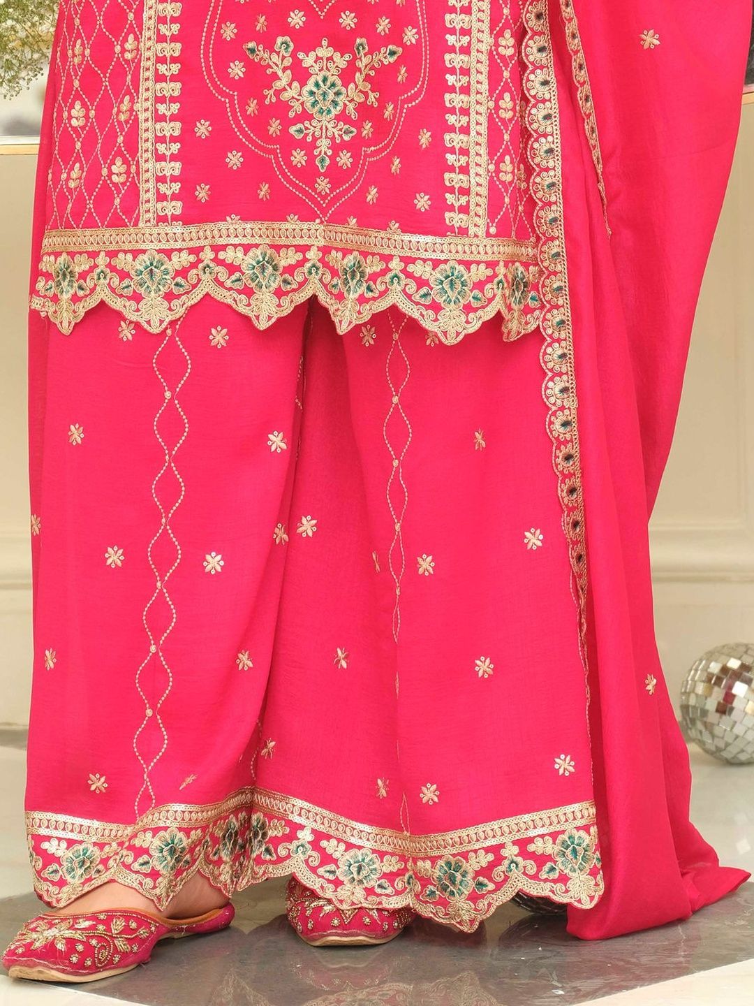 Women Ethnic Motifs Embroidered Regular Kurta with Palazzos & With Dupatta