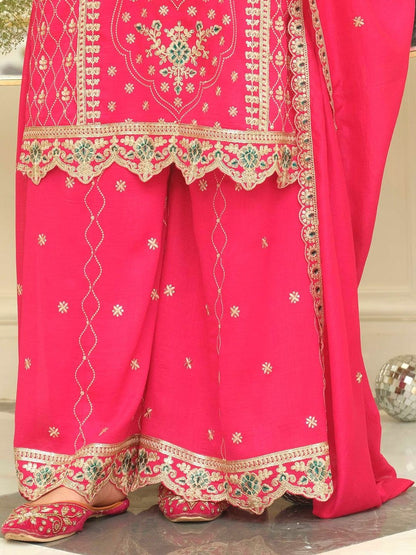 Women Ethnic Motifs Embroidered Regular Kurta with Palazzos & With Dupatta