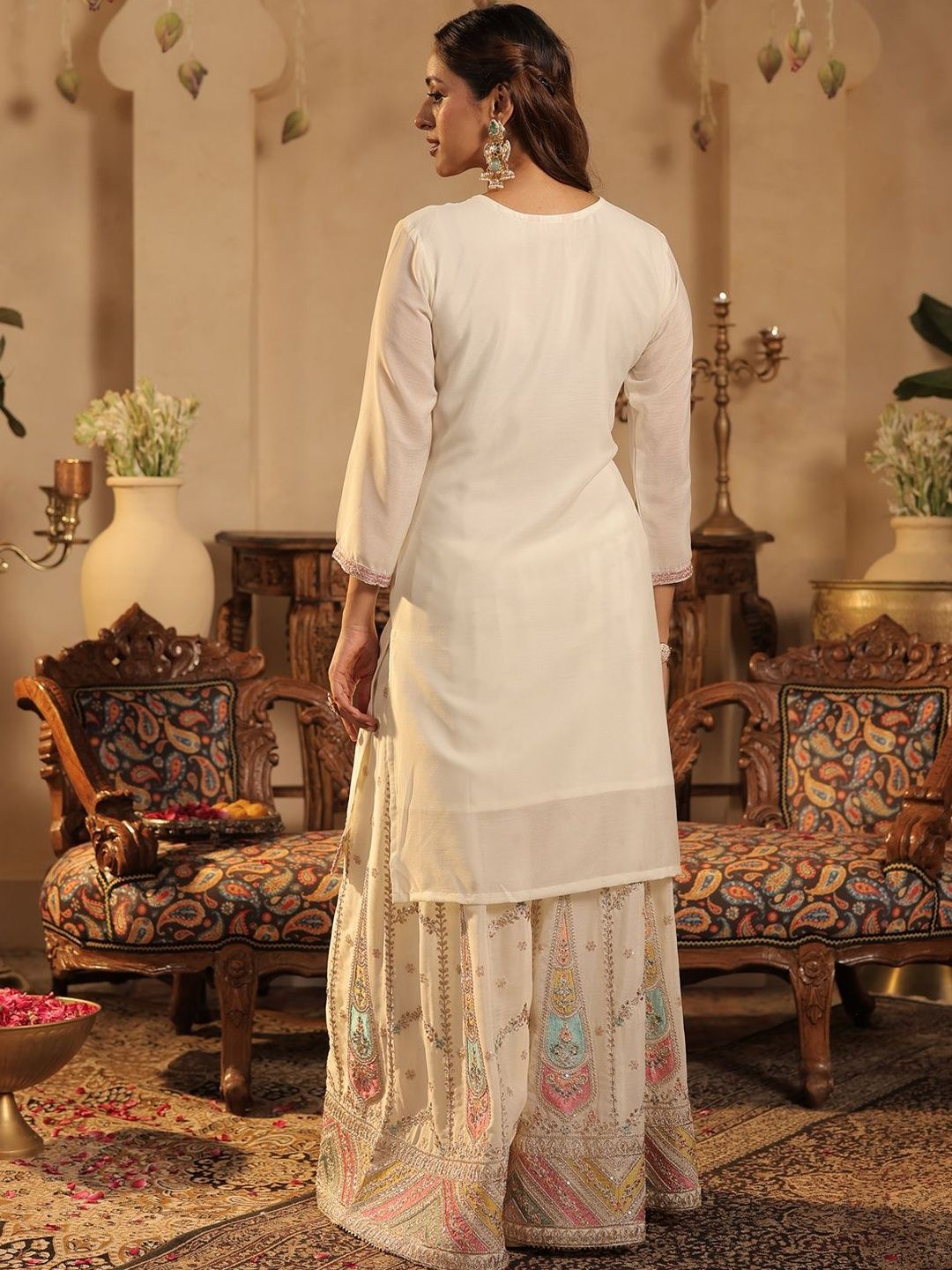 Women Ethnic Motifs Embroidered Kurta with Palazzos & Dupatta