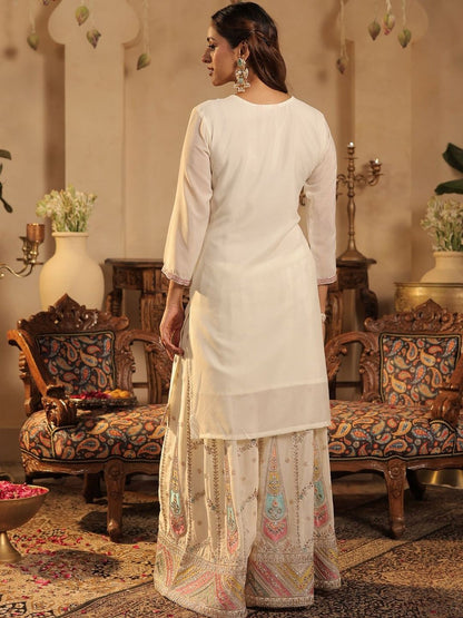 Women Ethnic Motifs Embroidered Kurta with Palazzos & Dupatta