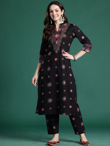 Dhiyona IE Indo era Printed Pure Cotton Top With Trousers Co-Ords