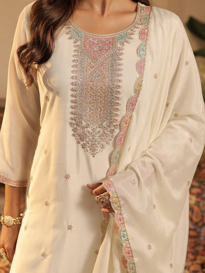 Women Ethnic Motifs Embroidered Kurta with Palazzos & Dupatta