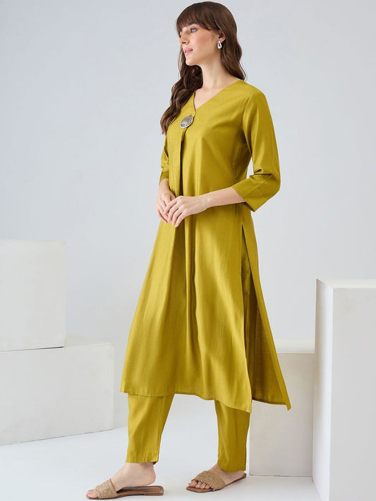 Women Angrakha Liva Kurta with Trousers