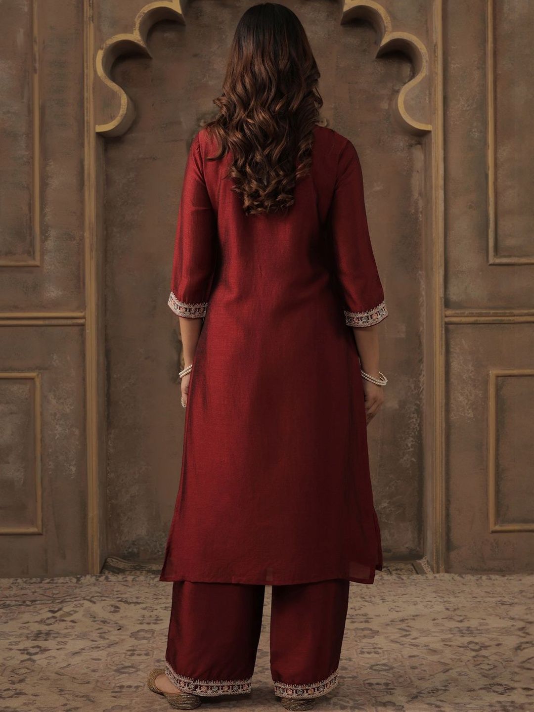 Women Ethnic Motifs Embroidered Kurta with Palazzo