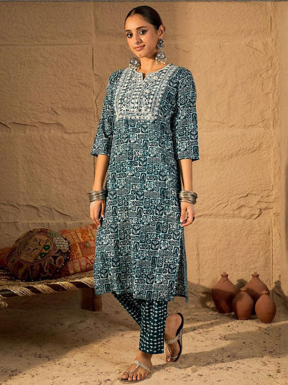 Dhiyona IE Embroidered Pure Cotton Tunic With Trouser