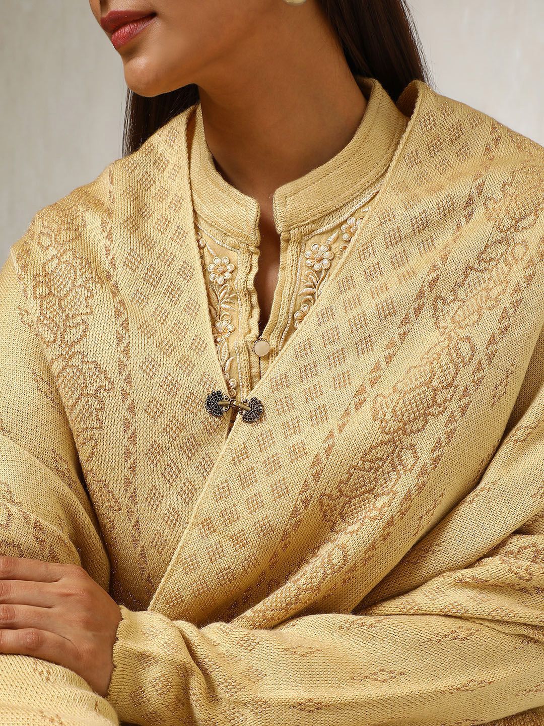 Dhiyona SO Women's Women Ethnic Motifs Regular Thread Work Kurta with Trousers & With Dupatta