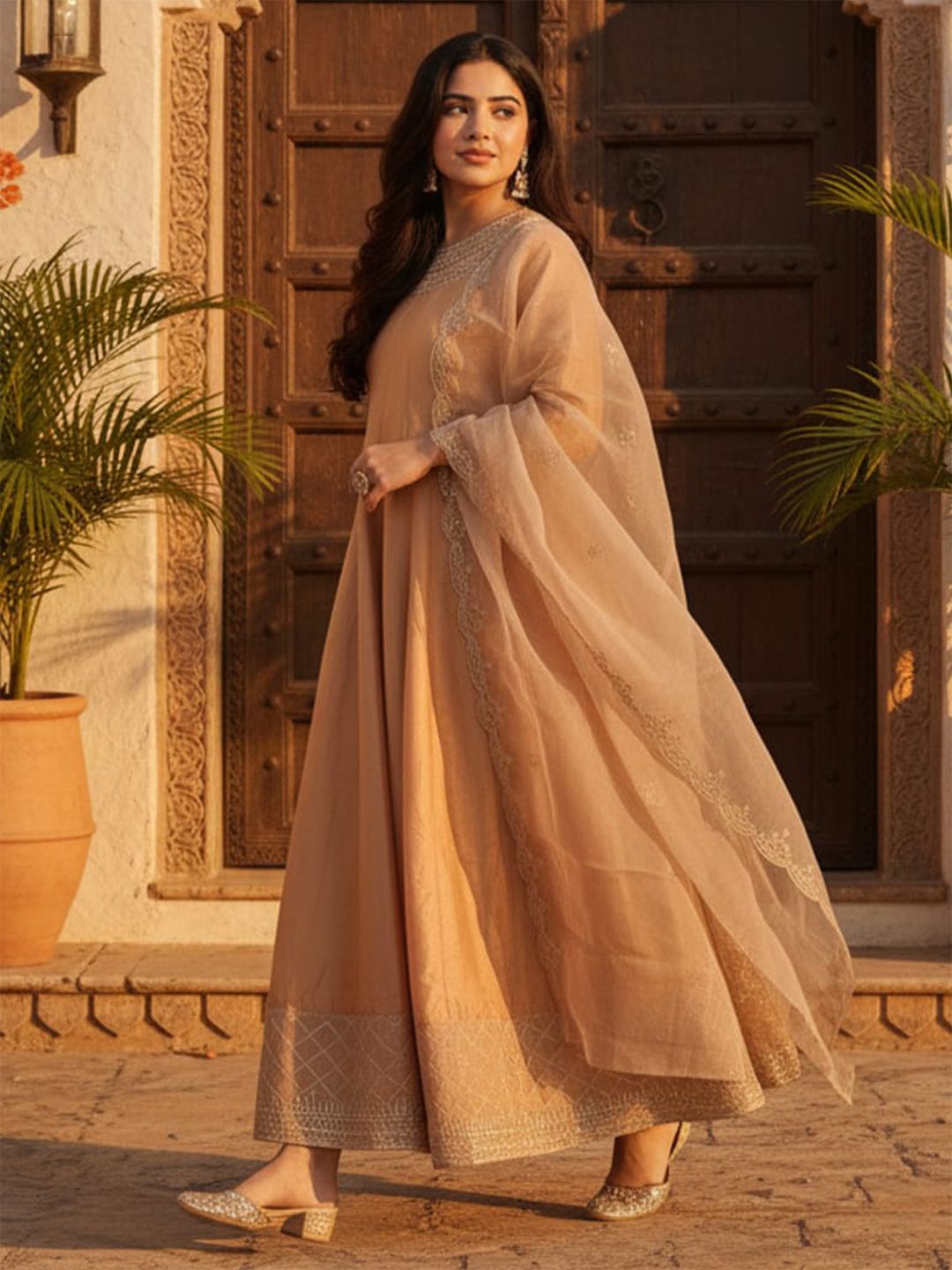 Women Ethnic Motifs Embroidered Regular Kurta with Trousers & Dupatta