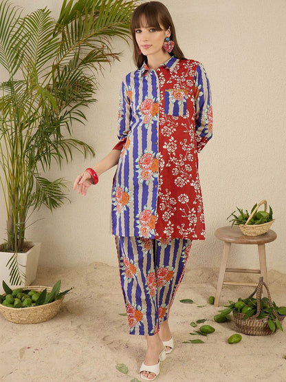 Women Floral Printed Regular Pure Cotton Kurta with Trousers