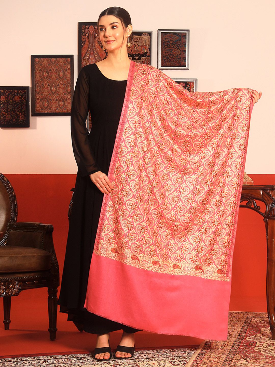 Dhiyona PA Floral Embroidered Shawl