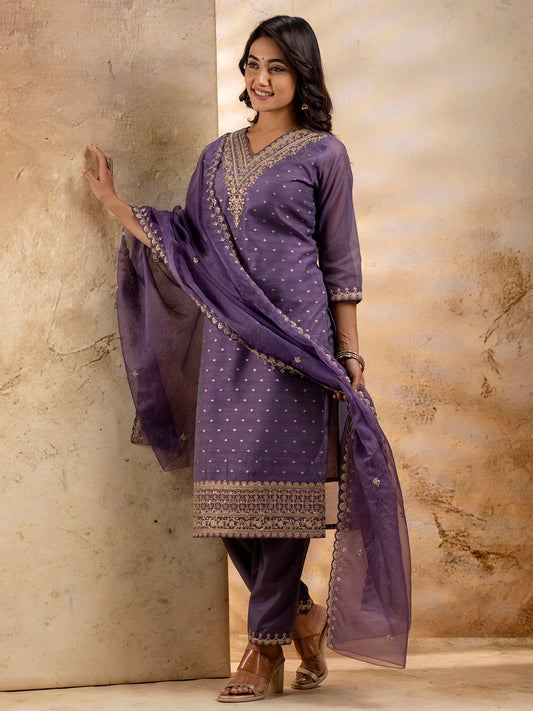 Dhiyona VV Women's Kurta and Pant Sets Chanderi Silk Blend