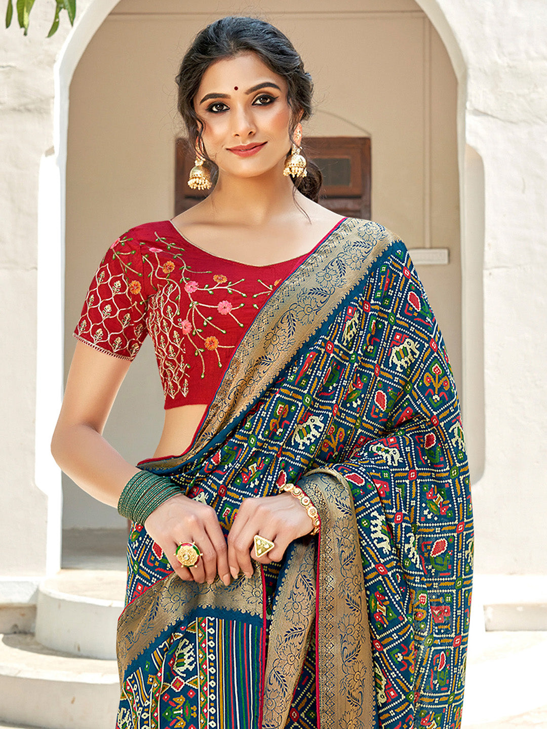 Women's Soft Silk Teal blue Woven Design Designer Saree With Blouse Piece