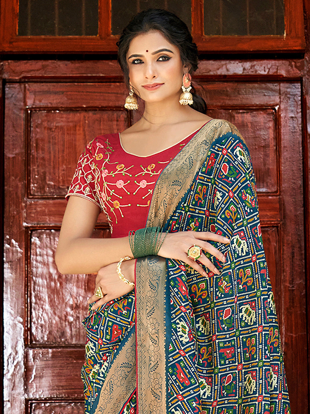 Women's Soft Silk Teal blue Woven Design Designer Saree With Blouse Piece