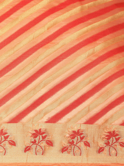 Dhiyona GR Women's Manvika Melon Orange Organza Saree