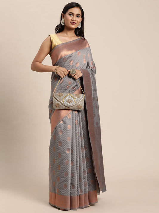 Dhiyona GR Women's Meera Grey Silk Blend Saree