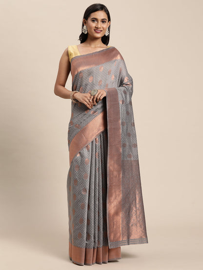 Dhiyona GR Women's Meera Grey Silk Blend Saree
