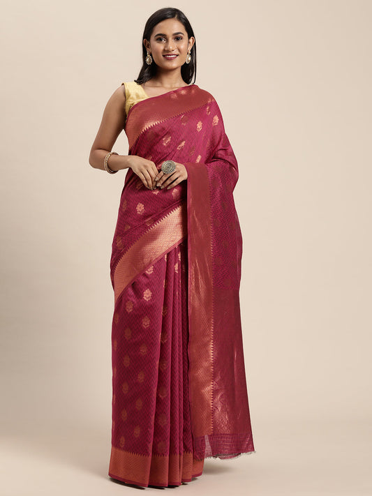 Dhiyona GR Women's Meera Magenta Pink Silk Blend Saree