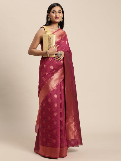 Dhiyona GR Women's Meera Magenta Pink Silk Blend Saree