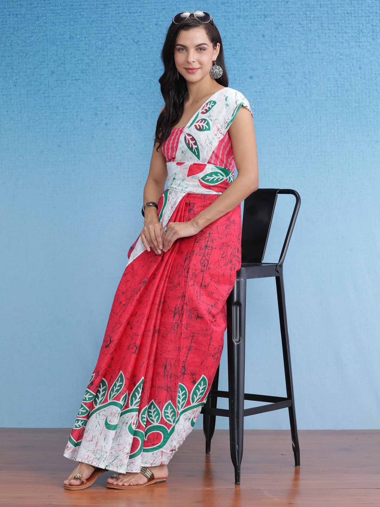 Women's Cotton Pink Printed Designer Saree With Blouse Piece