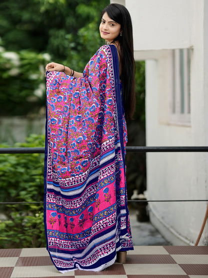 Women's Cotton Yellow Printed Designer Saree With Blouse Piece
