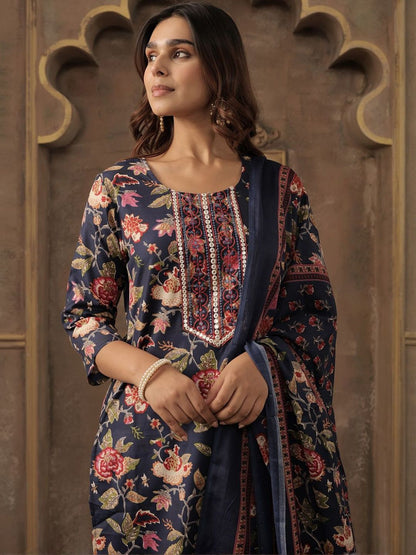 Women Floral Printed Kurta with Trousers & Dupatta