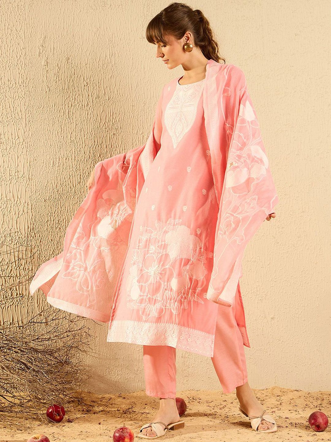 Women Regular Kurta with Trousers & With Dupatta