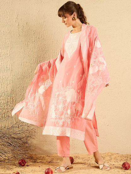 Women Regular Kurta with Trousers & With Dupatta