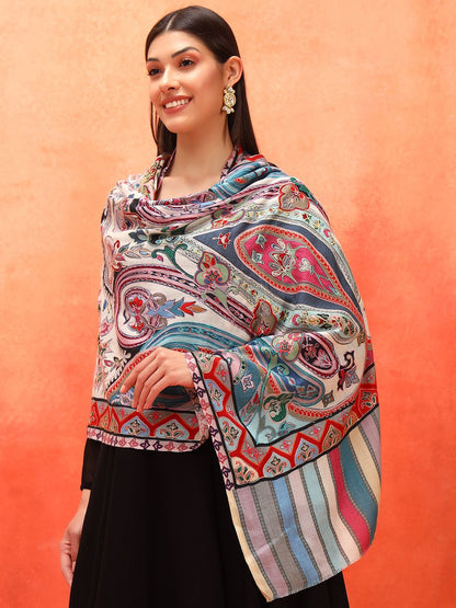 Dhiyona PA Ethnic Motifs Embroidered Shawl