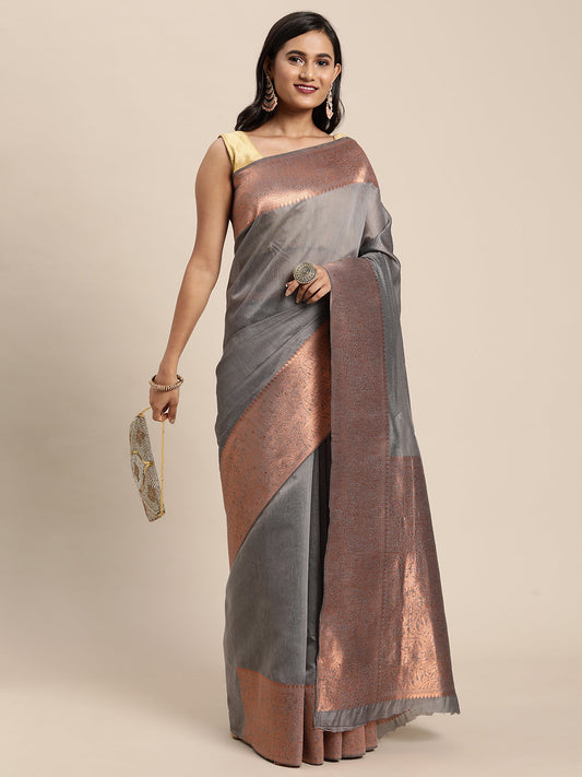 Dhiyona GR Women's Monalisa Mouse Grey Silk Blend Saree