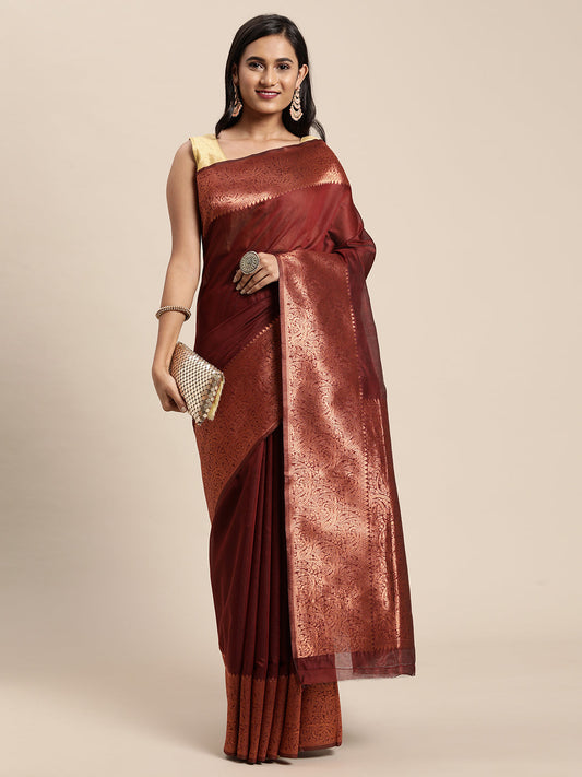 Dhiyona GR Women's Monalisa Maroon Silk Blend Saree