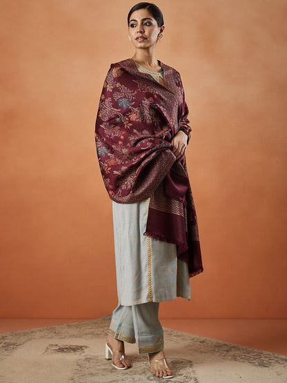 Dhiyona PA Shalimar Kaani Floral Woven Design Shawl