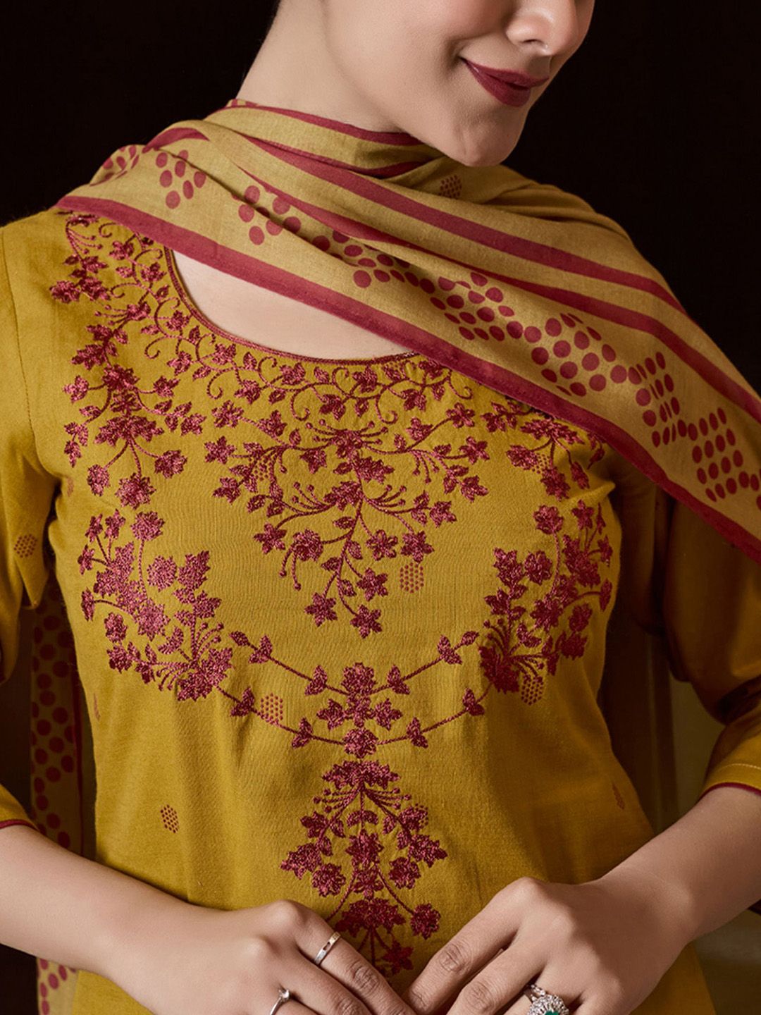 Dhiyona WP Women Ethnic Motifs Embroidered Jamdani Pure Cotton Kurta Set