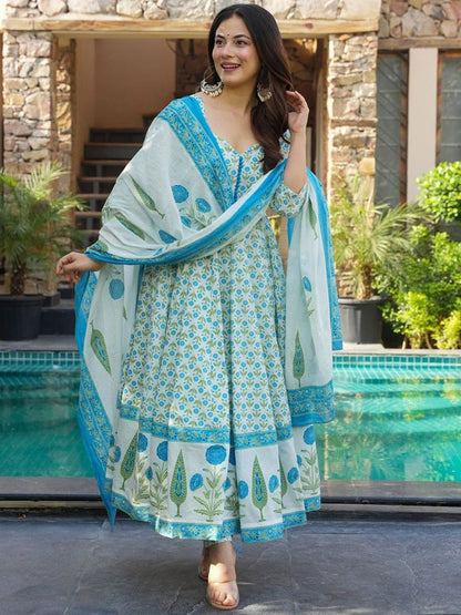 Dhiyona KL Women Ethnic Motifs Printed Regular Kurta with Trouser & Dupatta