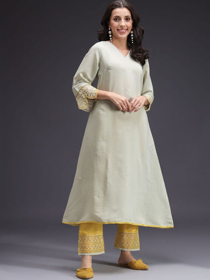 Dhiyona SN Women's Floral Embroidered Kurta with Palazzo & Dupatta