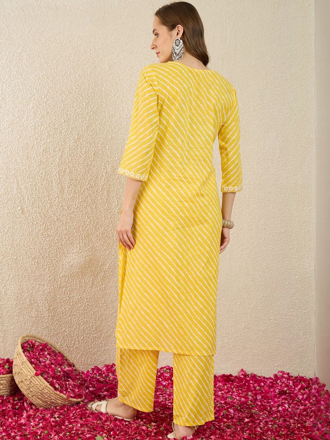 Striped Pure Cotton Straight Kurta With Palazzos