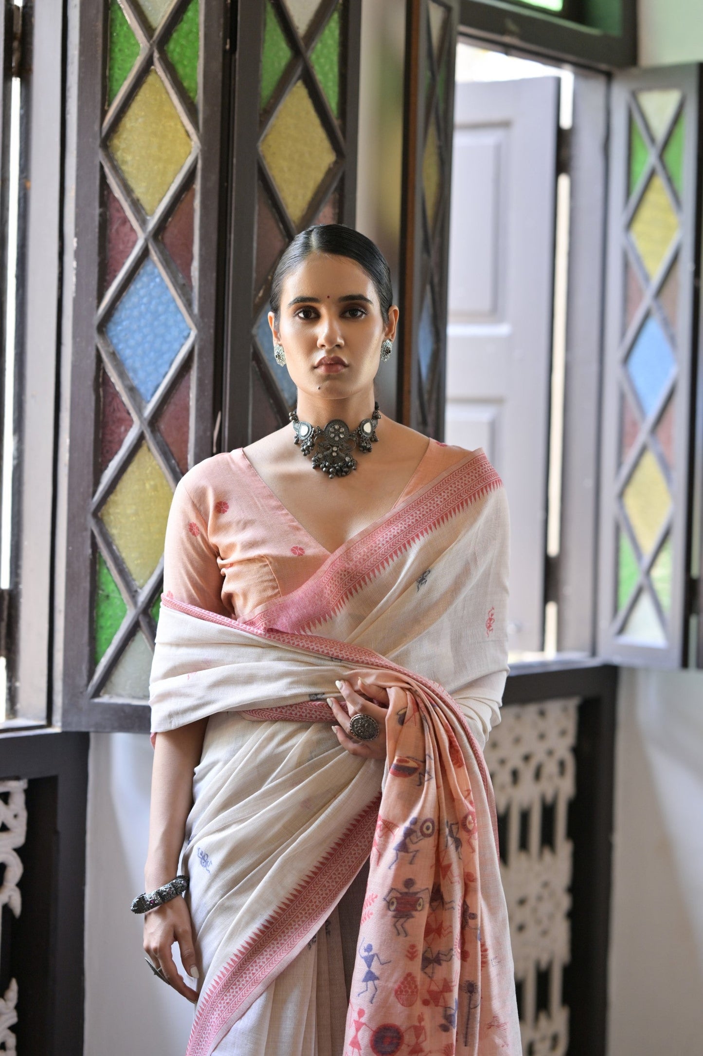 Dhiyona GR Women's Niza Maroon Muga Cotton Saree