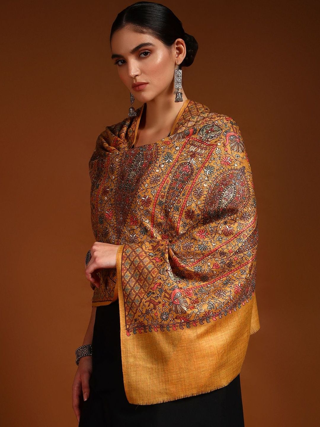 Dhiyona PA Women Ethnic Motifs Embroidered Shawl
