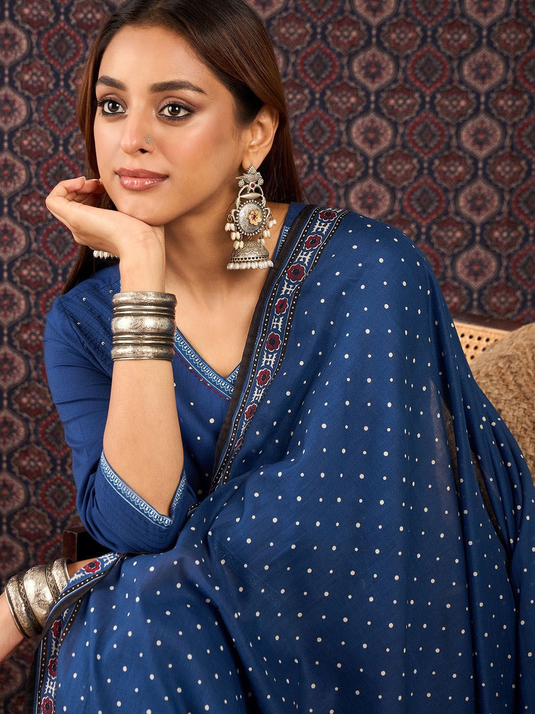 Women Ethnic Motifs Printed Pure Cotton Kurta with Trouser & Dupatta