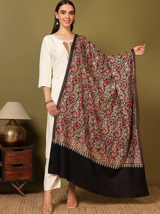 Dhiyona PA Paisley Embroidered Ruhani Woolen Nalki Shawl