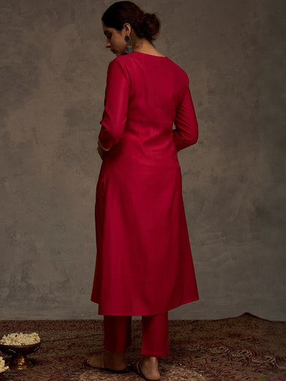 Women Floral Embroidered Anarkali Kurta with Trousers