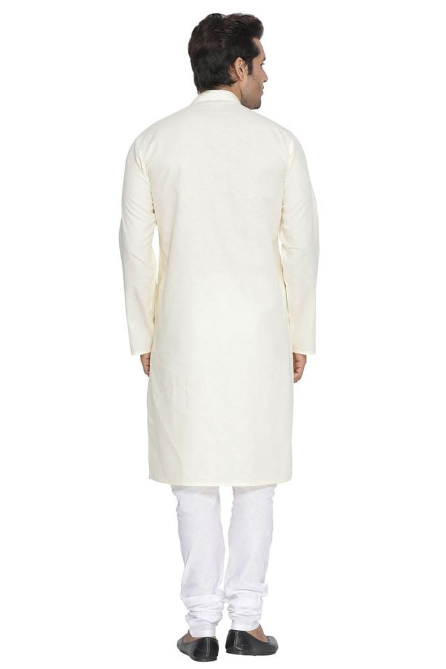 Men's Beige Cotton Linen Straight Kurta Pyjama Set