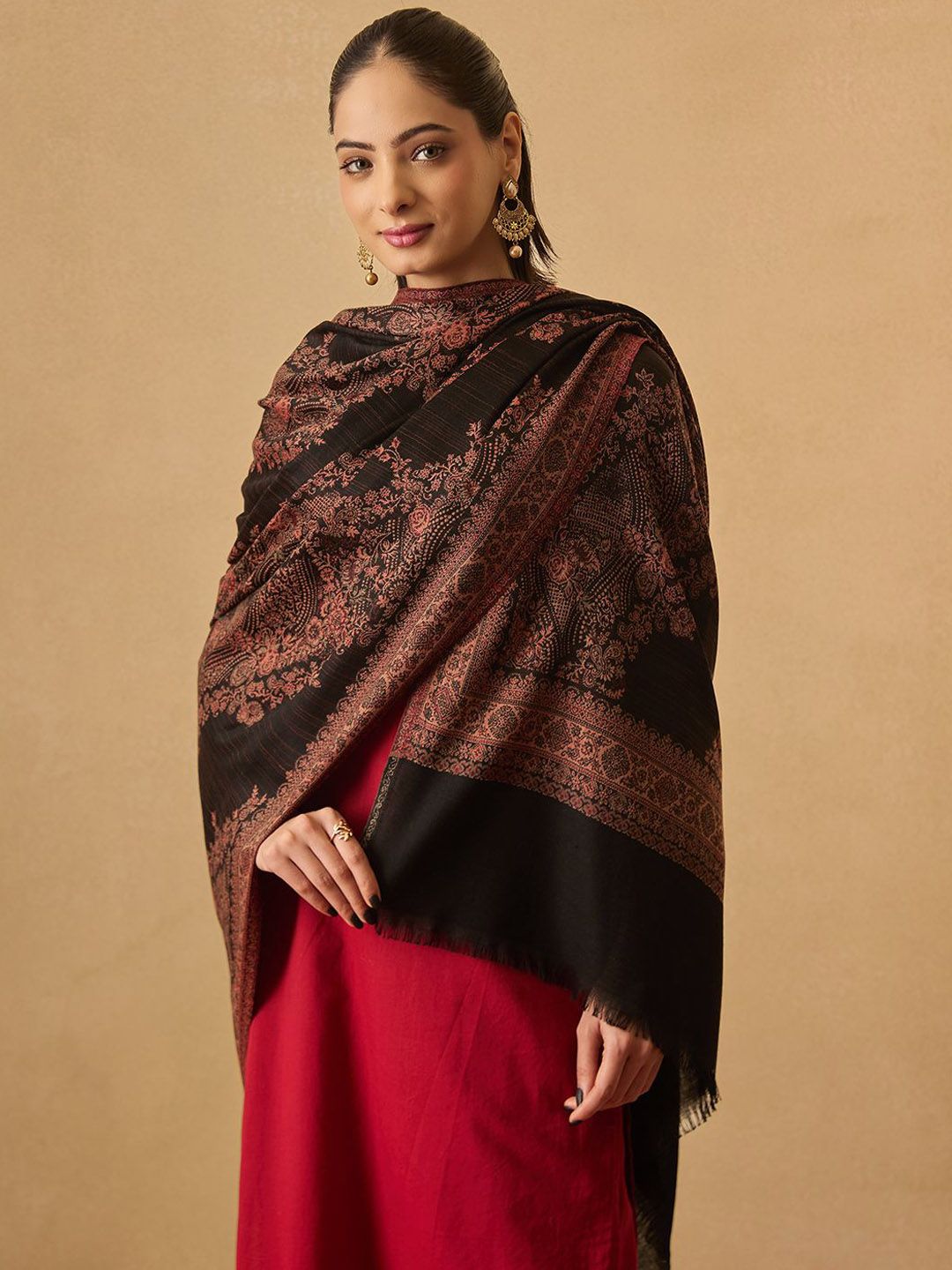 Dhiyona PA Kohsar Floral Woven Design Jamawar Woolen Shawl