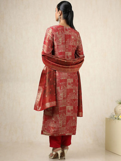 Dhiyona SO Women's Women Ethnic Motifs Printed Regular Kurta with Trousers & With Dupatta