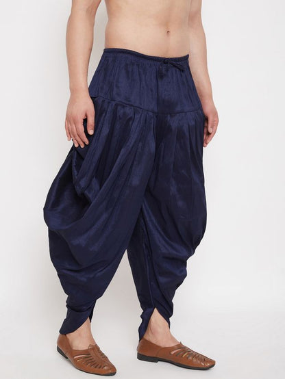 Men's Navy Blue Silk Blend Regular Dhoti